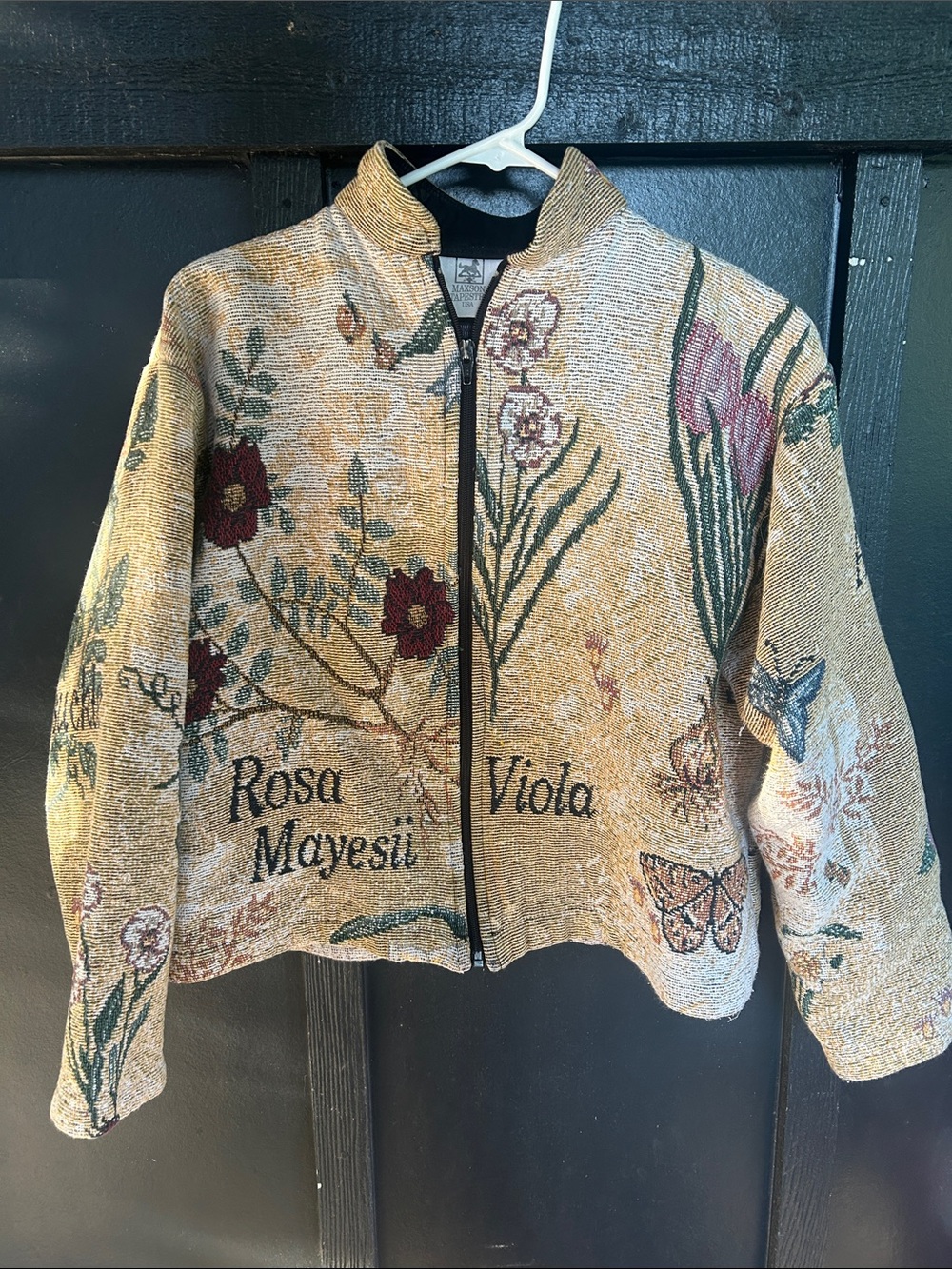 Vintage Tapestry jacket Maxson Tapestri Floral Zip-Front Jacket - Beige